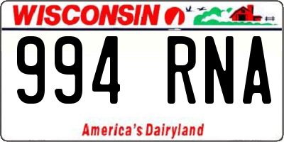 WI license plate 994RNA