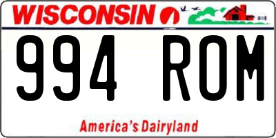 WI license plate 994ROM