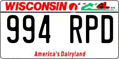 WI license plate 994RPD