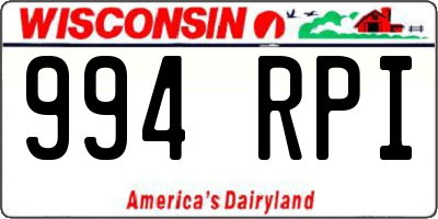 WI license plate 994RPI