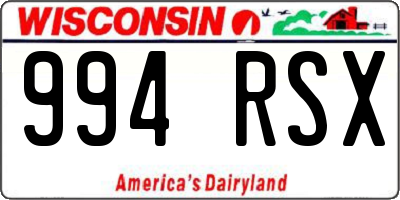WI license plate 994RSX