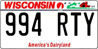 WI license plate 994RTY