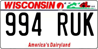 WI license plate 994RUK