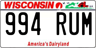 WI license plate 994RUM