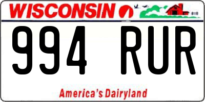 WI license plate 994RUR