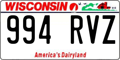 WI license plate 994RVZ