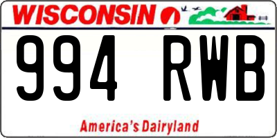 WI license plate 994RWB