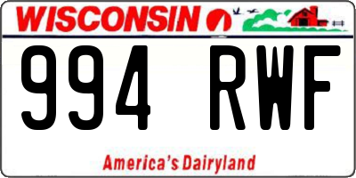 WI license plate 994RWF