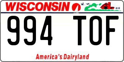 WI license plate 994TOF