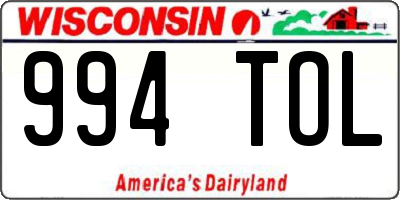 WI license plate 994TOL