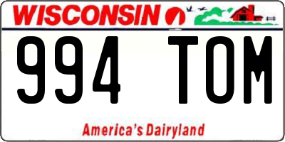 WI license plate 994TOM