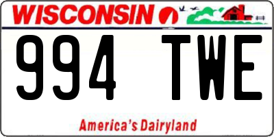 WI license plate 994TWE