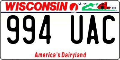 WI license plate 994UAC