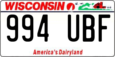 WI license plate 994UBF