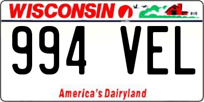 WI license plate 994VEL