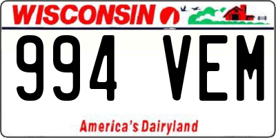 WI license plate 994VEM