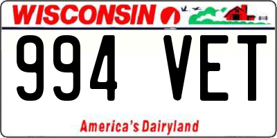 WI license plate 994VET