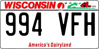 WI license plate 994VFH