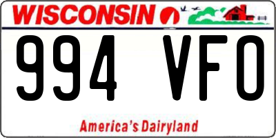 WI license plate 994VFO