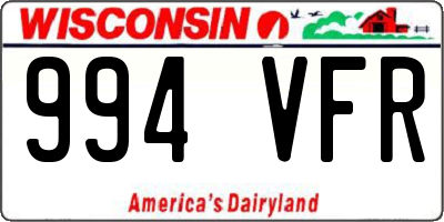 WI license plate 994VFR