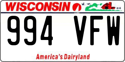 WI license plate 994VFW