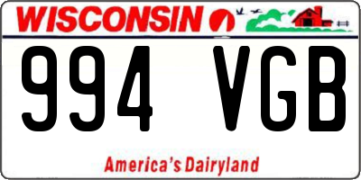 WI license plate 994VGB