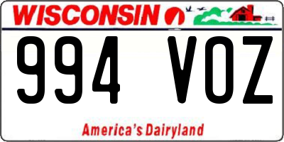WI license plate 994VOZ