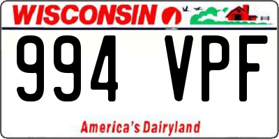 WI license plate 994VPF
