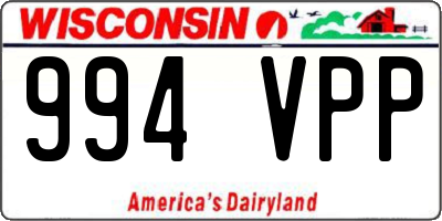 WI license plate 994VPP