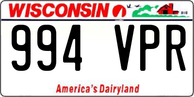 WI license plate 994VPR