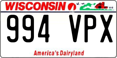 WI license plate 994VPX
