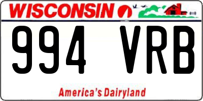 WI license plate 994VRB