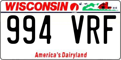 WI license plate 994VRF