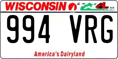WI license plate 994VRG