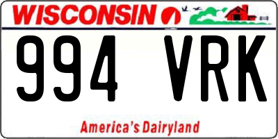 WI license plate 994VRK