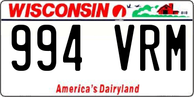 WI license plate 994VRM