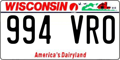 WI license plate 994VRO