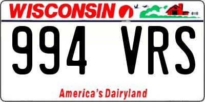 WI license plate 994VRS