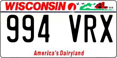 WI license plate 994VRX