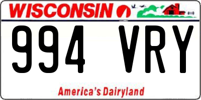 WI license plate 994VRY