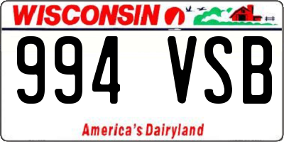 WI license plate 994VSB