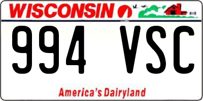 WI license plate 994VSC