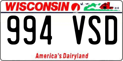 WI license plate 994VSD
