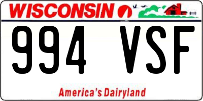 WI license plate 994VSF