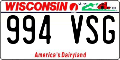 WI license plate 994VSG