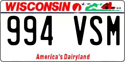 WI license plate 994VSM
