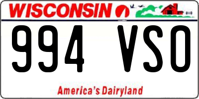 WI license plate 994VSO