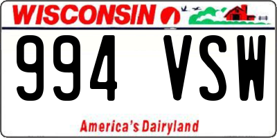 WI license plate 994VSW