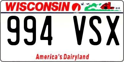 WI license plate 994VSX