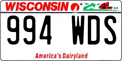 WI license plate 994WDS